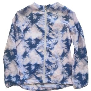 NEW BALANCE WATERCOLOR LIGHTWEIGHT WINDBREAKER JACKET. BLUE/PINK. SIZE: …